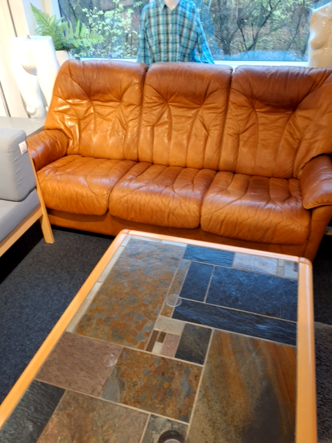 Brun lædersofa